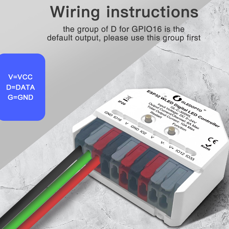 2CH WiFi ESP32 LED světelný pásek WLED DIY Pixel Controller Mini 2CH WiFi ESP32 LED světelný pásek WLED DIY Pixel Controller Mini