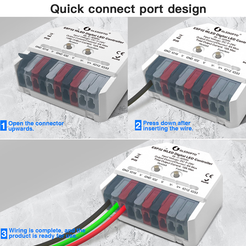 2CH WiFi ESP32 LED světelný pásek WLED DIY Pixel Controller Mini 2CH WiFi ESP32 LED světelný pásek WLED DIY Pixel Controller Mini