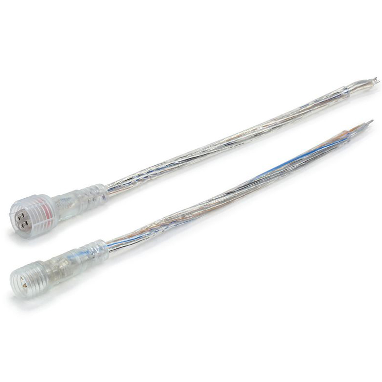 1 páry 4kolíkových průhledných samčích vodotěsných připojovacích kabelů Drátový kabel 4 x 0.3 mm pro RGB LED pásková světla