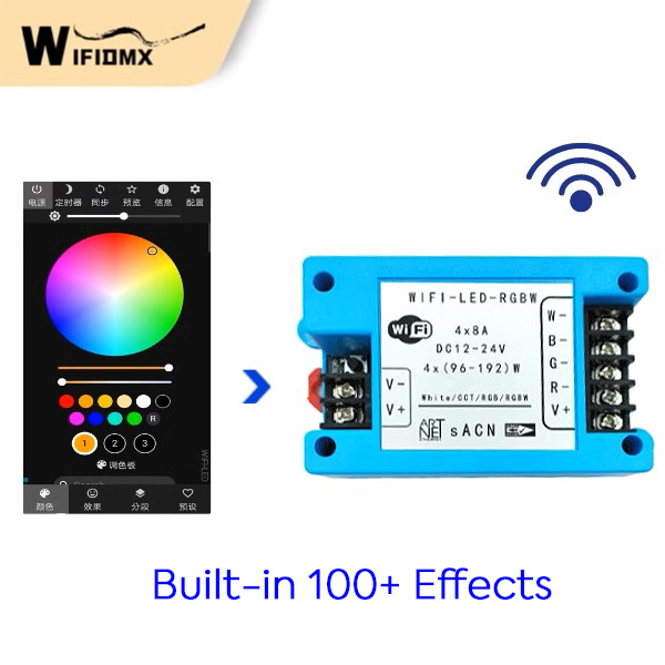 4CH RGBW ArtNet saACN WiFi bezdrátový DMX RDM LED ovladač 4CH RGBW ArtNet saACN WiFi bezdrátový DMX RDM LED ovladač