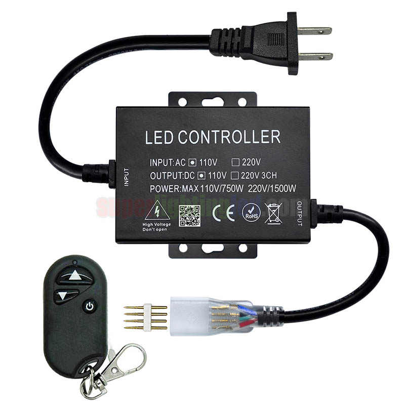 AC110-220V 1500W, RF-LED-Dimmer-Controller, für Restaurantbeleuchtung, Schlafzimmerbeleuchtung, Anschluss 110V 220V Hochspannungs-Einzelfarben-LED-Streifen-Kit