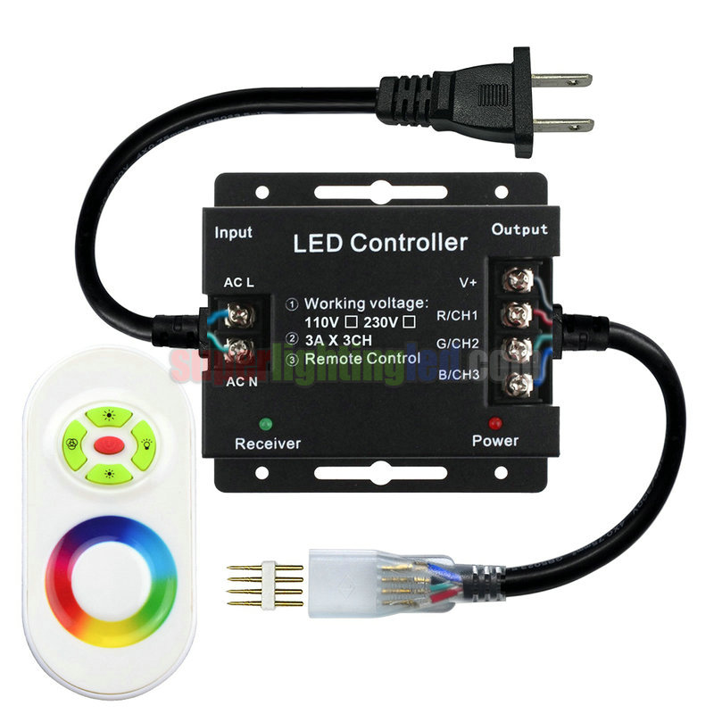 AC110-220V, výstup 1500W, 5tlačítkový dotykový LED RF ovladač pro vodotěsné IP68 vysokotlaké 3014SMD LED RGB světelné pásy