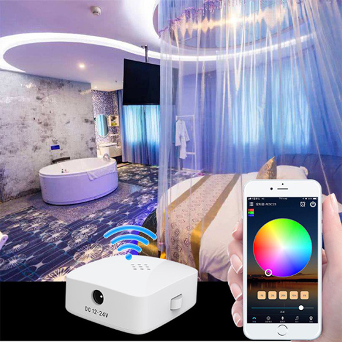 DC5-24V dvoukanálový RGB WiFi LED ovladač pro flexibilní LED páskové světlo, práce s Alexou a Google Assistant DC5-24V dvoukanálový RGB WiFi LED ovladač pro flexibilní LED páskové světlo, práce s Alexou a Google Assistant