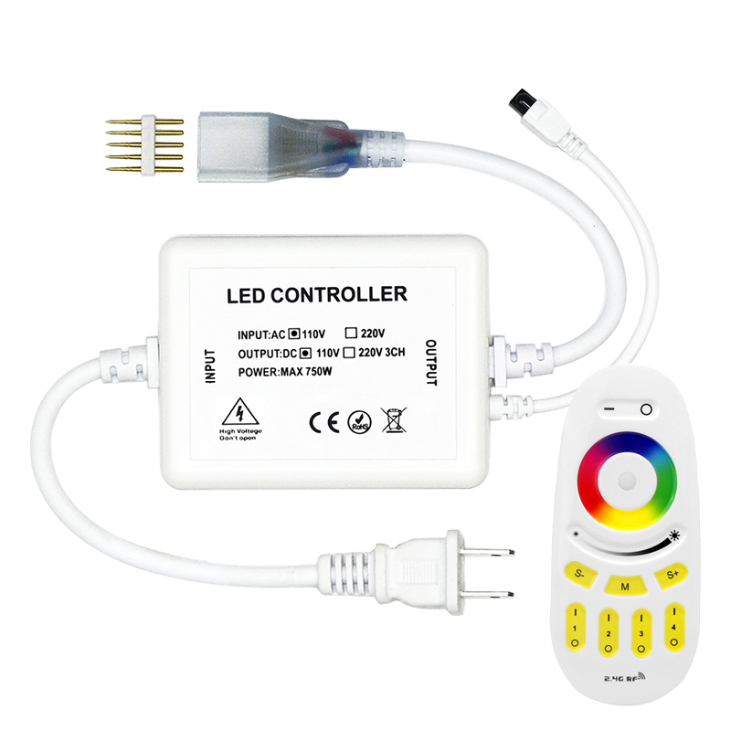 AC110-220V 750W, RF 7Keys LED Dimmer Controller, Pro osvětlení scény, Hotelové osvětlení, Connect 110V 220V vysokonapěťový jednobarevný LED pásek