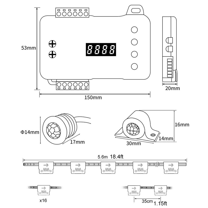 Color Temperature Adjustable Indoor Step Lights Motion Sensor LED Controller