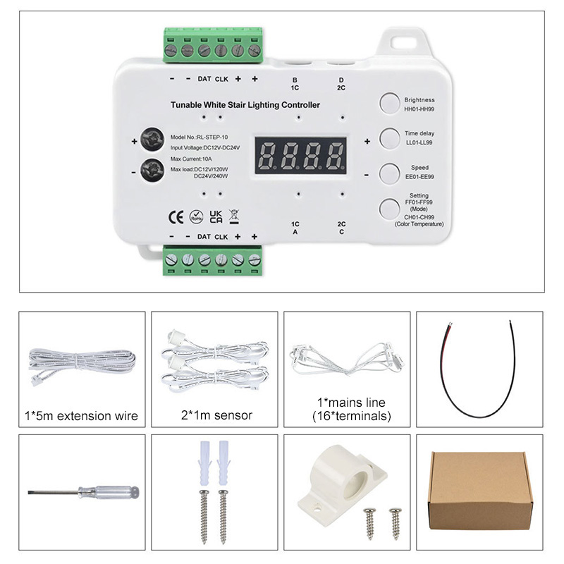 Color Temperature Adjustable Indoor Step Lights Motion Sensor LED Controller