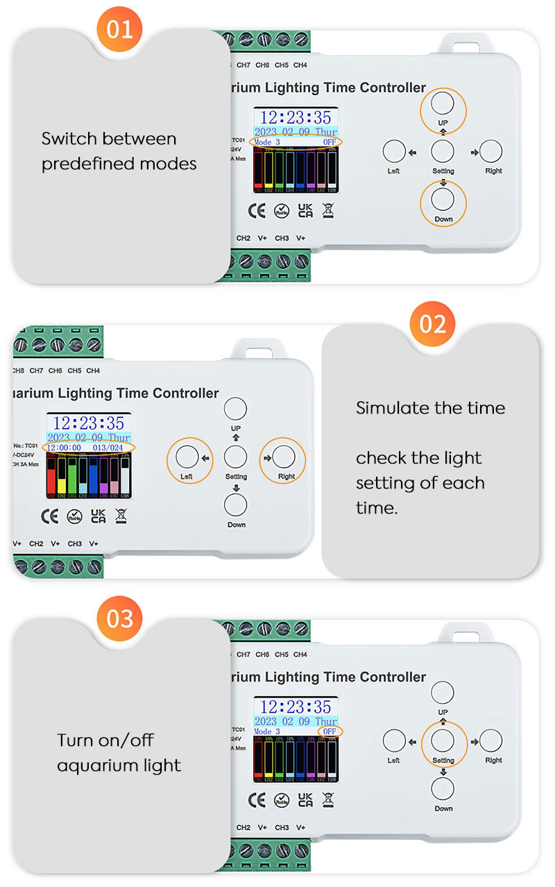 Computer Programmable 8CH Aquarium Light Timer Controller