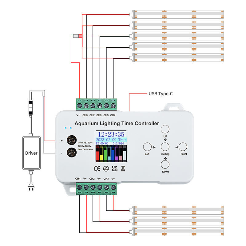 Computerprogrammierbarer 8-Kanal-Aquarium-Licht-Timer-Controller Computerprogrammierbarer 8-Kanal-Aquarium-Licht-Timer-Controller