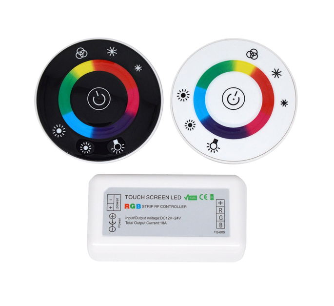 DC12-24V RGB LED ovladač Bezdrátový kulatý dotykový dálkový ovladač pro světelný kanál LED strip