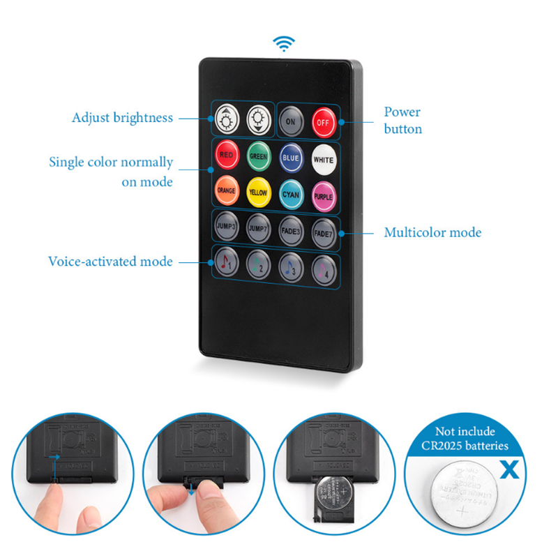 DC12V/24V RGB Bluetooth Music Smartphone APP 3 Key LED Light Controller, 20  Key IR Remote Control