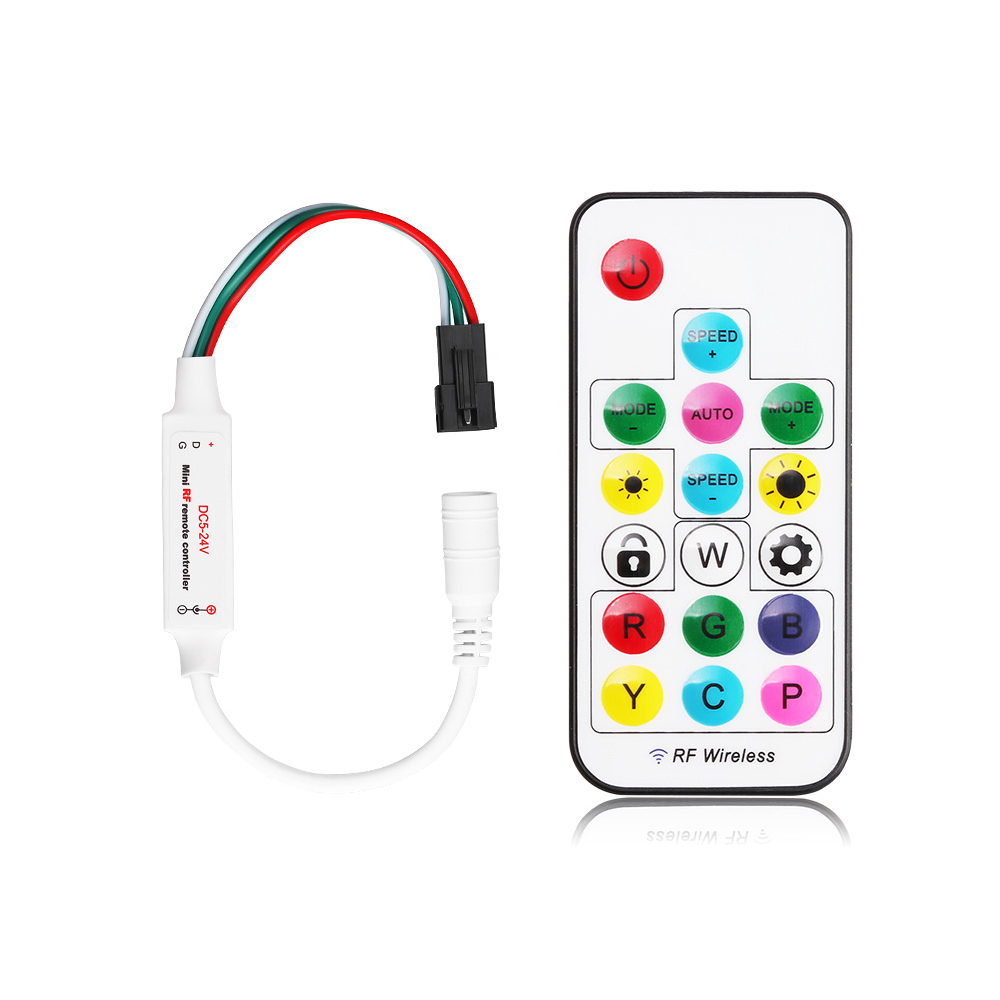 DC5-24V 17Key RF Remote LED Pixel Smart Controller USB Optional Geeignet für adressierbare RGB-LED-Streifenlichter DC5-24V 17Key RF Remote LED Pixel Smart Controller USB Optional Geeignet für adressierbare RGB-LED-Streifenlichter