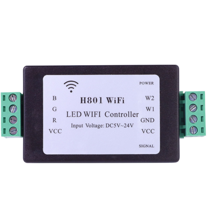 DC5V-24V, RGB/RGBW LED H801 WiFi ovladač Android pro LPD6803, LPD1882, LPD1889, DMX512, APA102, UCS1903, WS2811, TM1812 adresovatelné LED páskové světlo