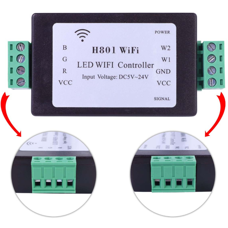 DC5V-24V, RGB/RGBW LED H801 WiFi Android Controller für LPD6803、LPD1882、LPD1889、DMX512、APA102、UCS1903、WS2811、TM1812 Adressierbares LED-Streifenlicht DC5V-24V, RGB/RGBW LED H801 WiFi Android Controller für LPD6803、LPD1882、LPD1889、DMX512、APA102、UCS1903、WS2811、TM1812 Adressierbares LED-Streifenlicht