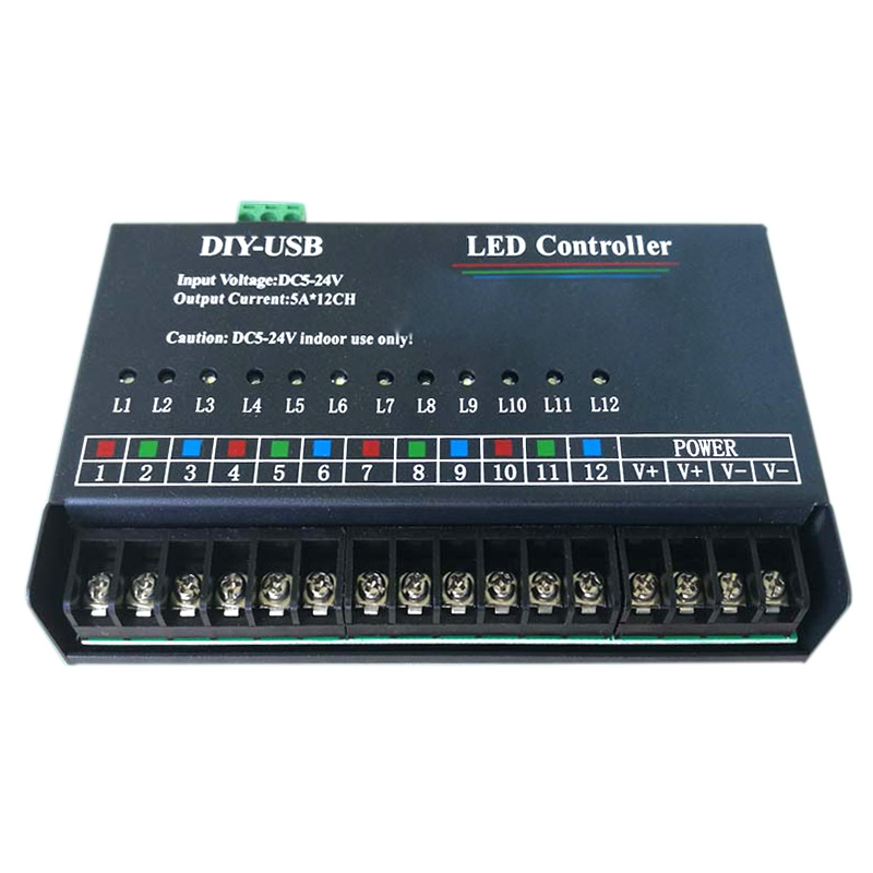 12CH DIY USB počítačově programovatelný jednobarevný nebo RGB PWM LED ovladač 12CH DIY USB počítačově programovatelný jednobarevný nebo RGB PWM LED ovladač