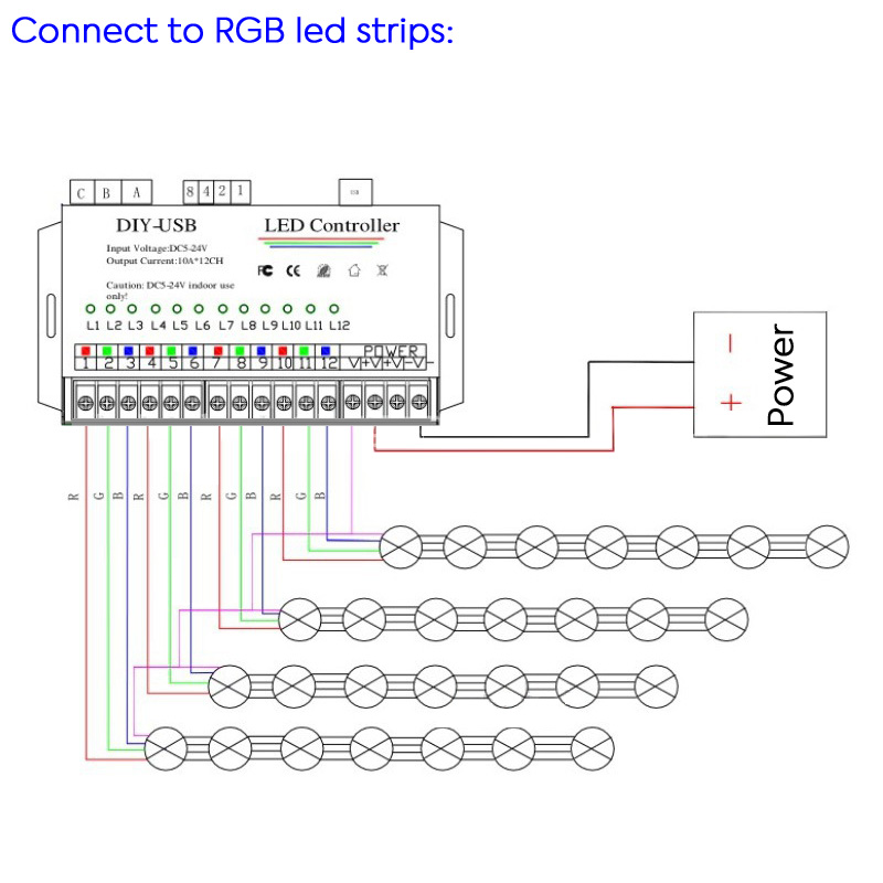 DIY USB Computer Programmable RGB PWM LED Controller Wiring