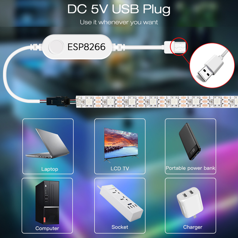 ESP8266 WLED WiFi adresovatelný LED Mini USB 5V ovladač nabíjení ESP8266 WLED WiFi adresovatelný LED Mini USB 5V ovladač nabíjení