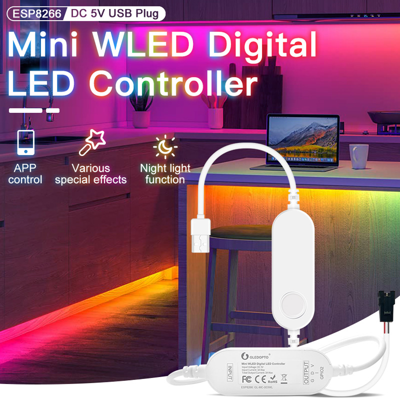 ESP8266 WLED WiFi adresovatelný LED Mini USB 5V ovladač nabíjení ESP8266 WLED WiFi adresovatelný LED Mini USB 5V ovladač nabíjení