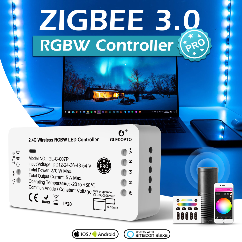 DC12-24V RGBW Zigbee Smart LED Strip Controller GL-C-007P DC12-24V RGBW Zigbee Smart LED Strip Controller GL-C-007P