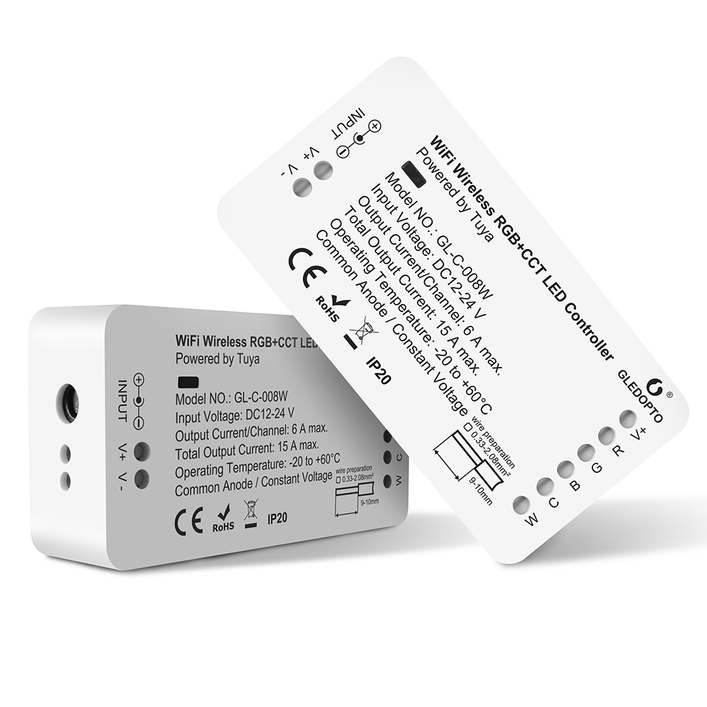 Wifi bezdrátový RGB+CCT LED ovladač napájený Tuya GL-C-008W Wifi bezdrátový RGB+CCT LED ovladač napájený Tuya GL-C-008W
