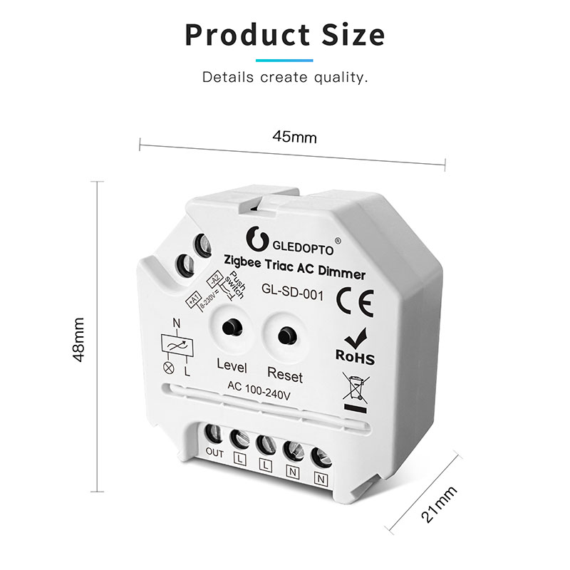 Zigbee 3.0 Triac AC stmívač GL-SD-001 Zigbee 3.0 Triac AC stmívač GL-SD-001