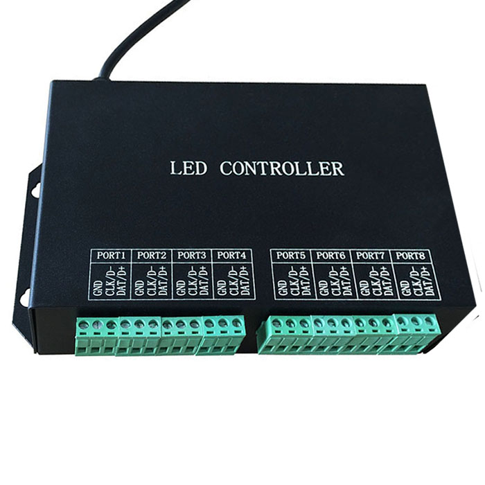 AC220Vvollfarbiger programmierbarer Controller, WS2811, WS2812-Controller, 8 Ports steuern 8192 Pixel, unterstützen DMX512, WS2812, für digitale Pixel-LED-Streifen AC220Vvollfarbiger programmierbarer Controller, WS2811, WS2812-Controller, 8 Ports steuern 8192 Pixel, unterstützen DMX512, WS2812, für digitale Pixel-LED-Streifen