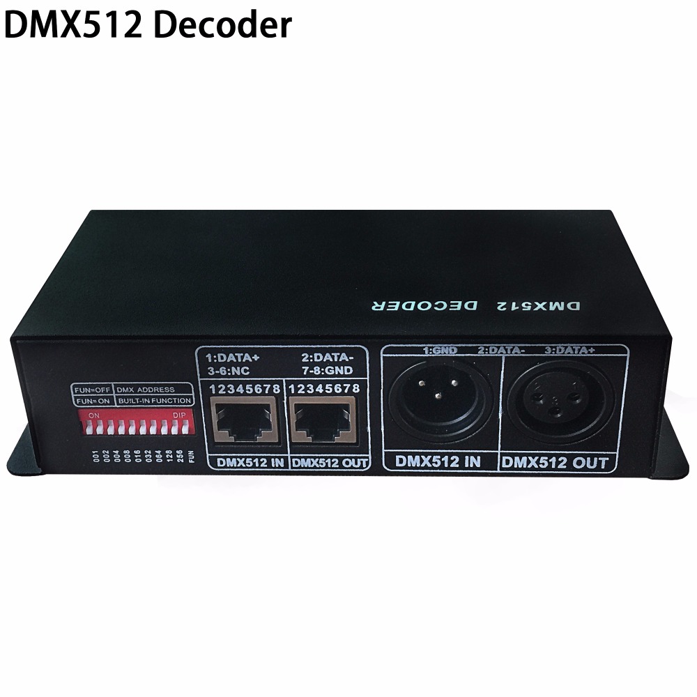 DC12V ~ 24V DMX512 RGB-Decoder drei Kanäle, jeder max. 4A, RGB-Decoder mit konstanter Spannung DMX512-Protokoll. Für RGB-LED-Streifenlicht