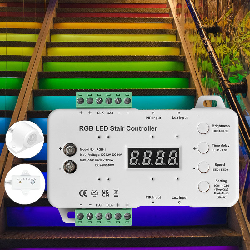 LED pohybový senzor RGB krokový ovladač vnitřního schodiště
