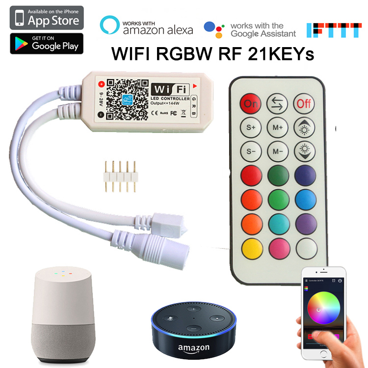 WIFI RGBW ovladač - Kompatibilní RF dálkový ovladač, Alexa, Google Assistant WIFI RGBW ovladač - Kompatibilní RF dálkový ovladač, Alexa, Google Assistant