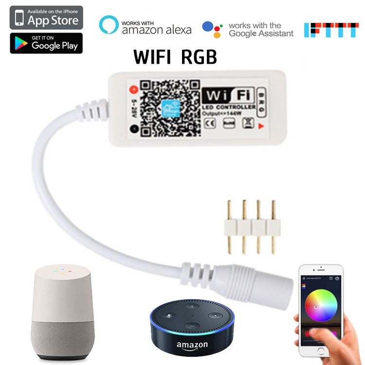 LED WIFI RGB ovladač, kompatibilní s Alexa / Google Assistant / Smartphone