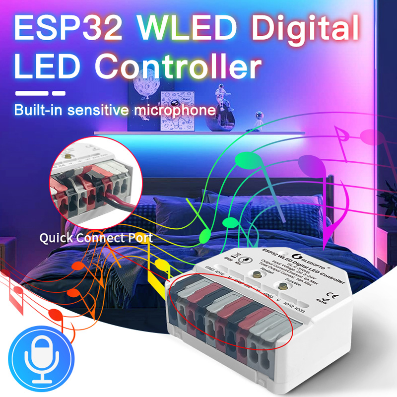 Mini 2CH Adressierbarer LED-Streifen ESP32 WLED DIY Sound Aktivierter LED-Controller Mini 2CH Adressierbarer LED-Streifen ESP32 WLED DIY Sound Aktivierter LED-Controller