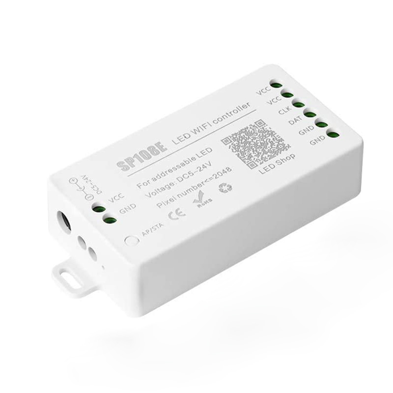DC5-24V SP108E WiFi LED adresovatelný RGB SPI pixelový ovladač, DIY režimy, pro programovatelný LED pásek DC5-24V SP108E WiFi LED adresovatelný RGB SPI pixelový ovladač, DIY režimy, pro programovatelný LED pásek