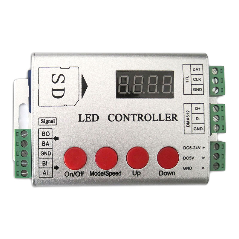 DC5-24V Synchronous Programmable DMX & SPI/TTL LED Light Controller With SD Card