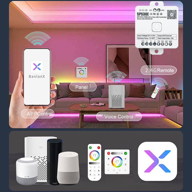 SP530E WiFi Bluetooth RF hudební LED páskový ovladač (upgradovaný na SP630E) SP530E WiFi Bluetooth RF hudební LED páskový ovladač (upgradovaný na SP630E)