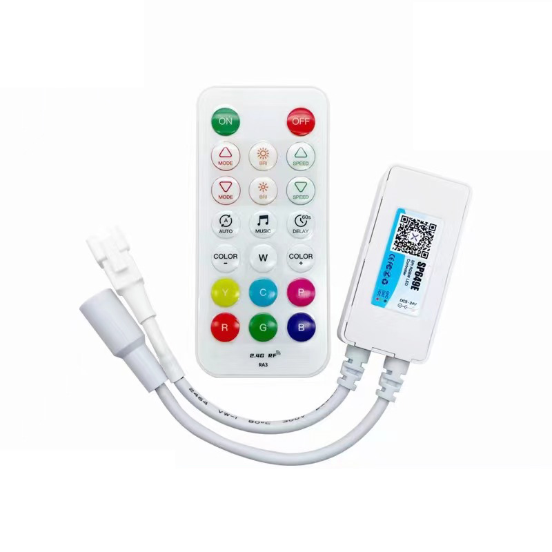 SP649E Bluetooth Music Jednoduchý adresovatelný RGBW LED ovladač s RF dálkovým ovládáním, 450 pixelů SP649E Bluetooth Music Jednoduchý adresovatelný RGBW LED ovladač s RF dálkovým ovládáním, 450 pixelů