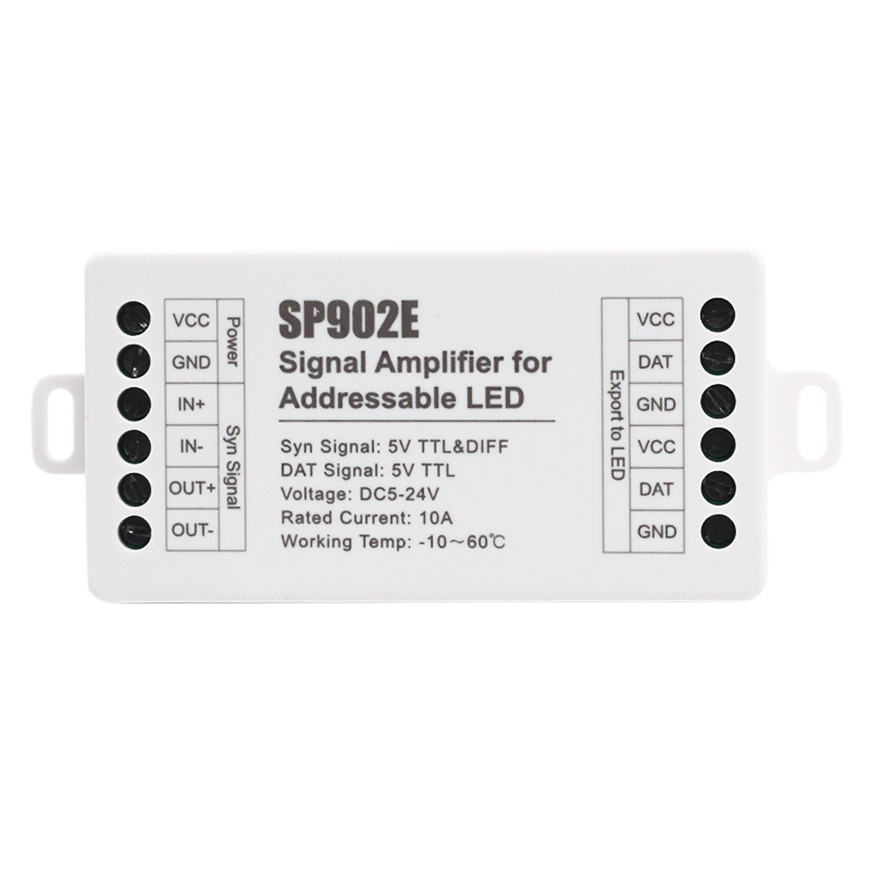 SP902E LED SPI TTL zesilovač signálu pro adresovatelný LED DC5-24V 10A opakovač SP902E LED SPI TTL zesilovač signálu pro adresovatelný LED DC5-24V 10A opakovač