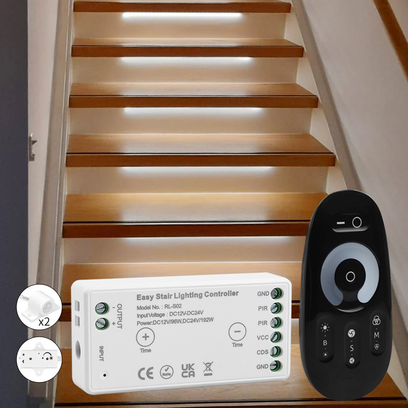Einfache bewegungsaktivierte Mini-LED-Stufenlichtsteuerung – Fernbedienung optional