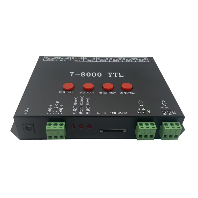 DC5/12V,max 8192 pixelů,Pixelový modul řady T-8000, podpora plně barevného řadiče Kaskádová s kartou SD pro programovatelné IC LED osvětlení DC5/12V,max 8192 pixelů,Pixelový modul řady T-8000, podpora plně barevného řadiče Kaskádová s kartou SD pro programovatelné IC LED osvětlení
