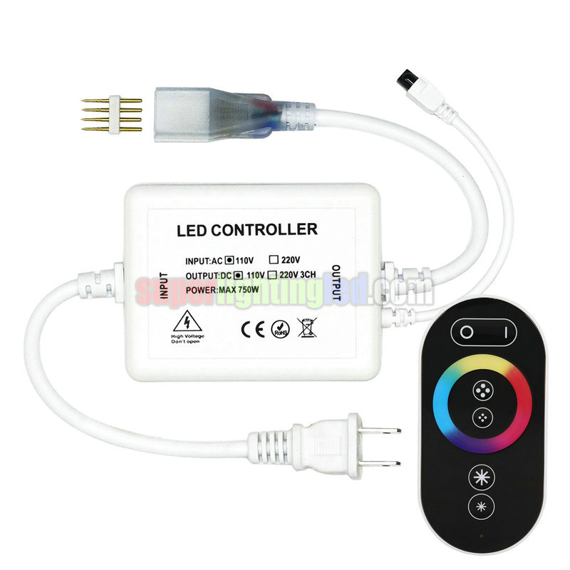 Hochspannungs-Controller mit Touch-Fernbedienung, RF-Dimmer, geeignet für Hochspannungs-LEDRGB-Lichtleisten