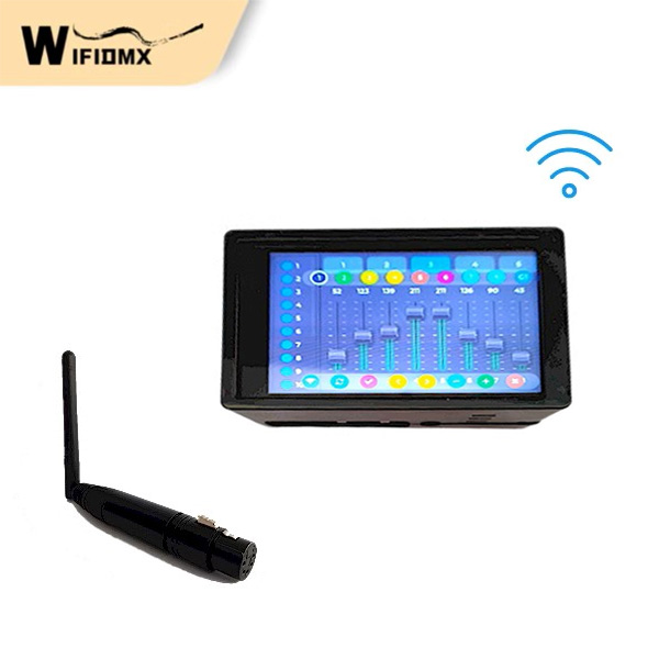 Bezdrátová WiFi DMX Master konzole s dotykovou obrazovkou a bezdrátový DMX přijímač Bezdrátová WiFi DMX Master konzole s dotykovou obrazovkou a bezdrátový DMX přijímač