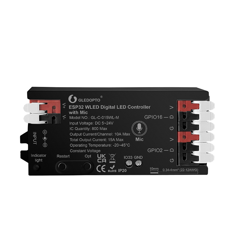 WLED ESP32 adresovatelný Wifi hudební ovladač s mikrofonem uvnitř WLED ESP32 adresovatelný Wifi hudební ovladač s mikrofonem uvnitř