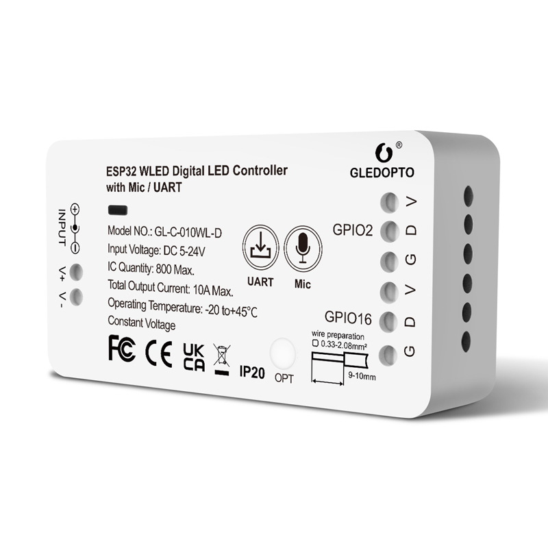 WLED ESP32 Pixelový LED páskový mikrofonní ovladač se stahováním UART WLED ESP32 Pixelový LED páskový mikrofonní ovladač se stahováním UART