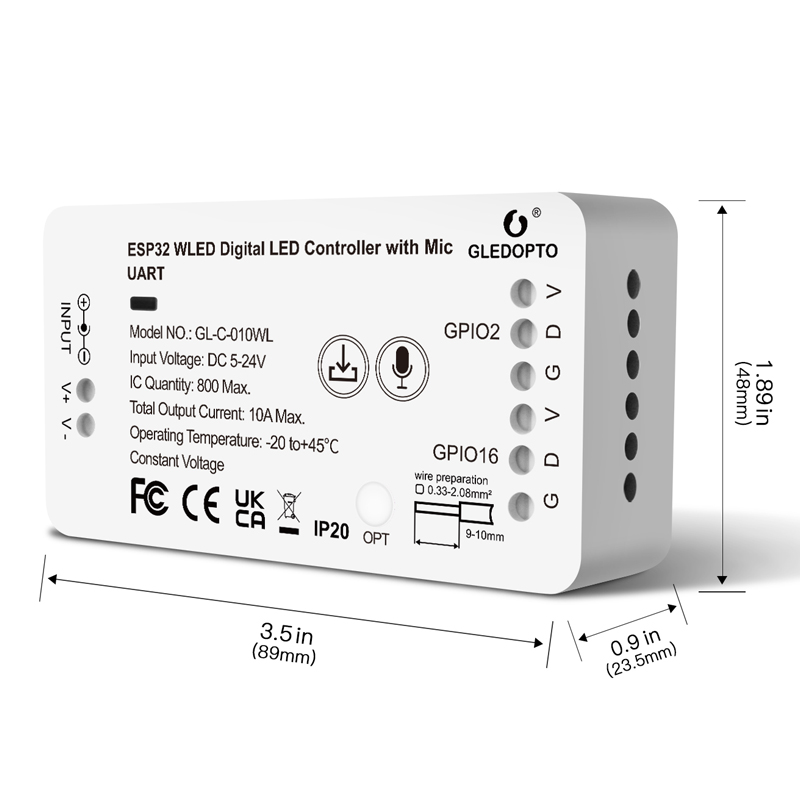 WLED ESP32 Pixelový LED páskový mikrofonní ovladač se stahováním UART WLED ESP32 Pixelový LED páskový mikrofonní ovladač se stahováním UART