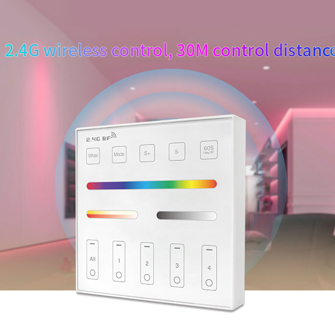 WR01RF 4zónový bateriově napájený RF bezdrátový magnetický nástěnný panel RGB RGBW RGBCCT dálkový ovladač pro WB5, MiBoxer WR01RF 4zónový bateriově napájený RF bezdrátový magnetický nástěnný panel RGB RGBW RGBCCT dálkový ovladač pro WB5, MiBoxer