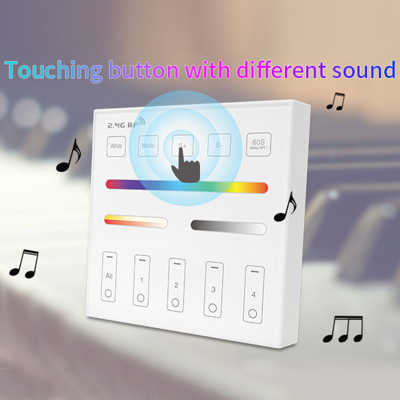 WR01RF 4zónový bateriově napájený RF bezdrátový magnetický nástěnný panel RGB RGBW RGBCCT dálkový ovladač pro WB5, MiBoxer WR01RF 4zónový bateriově napájený RF bezdrátový magnetický nástěnný panel RGB RGBW RGBCCT dálkový ovladač pro WB5, MiBoxer