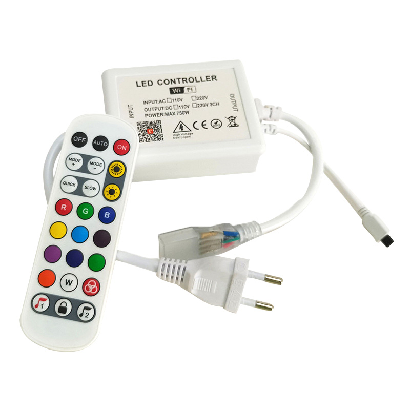 Tuya WiFi hudební vysokonapěťový RGB LED ovladač s IR dálkovým ovládáním Tuya WiFi hudební vysokonapěťový RGB LED ovladač s IR dálkovým ovládáním