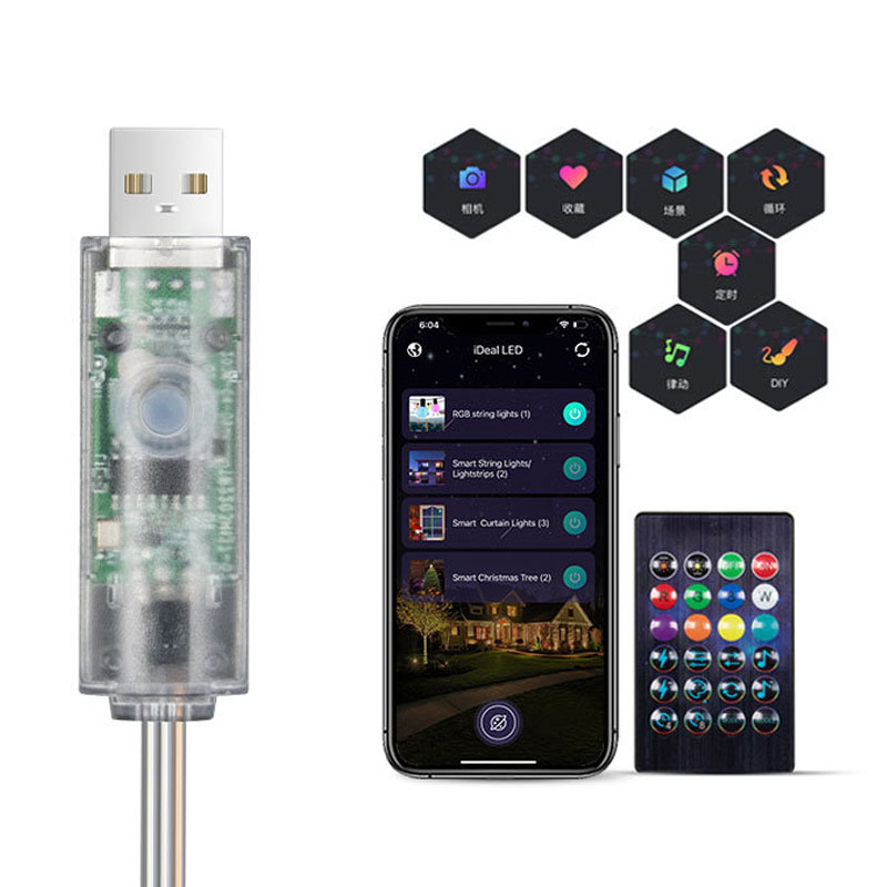 Mini-IR-Bluetooth-USB-Controller für farbige LED-Lichterketten, Lichterketten Mini-IR-Bluetooth-USB-Controller für farbige LED-Lichterketten, Lichterketten