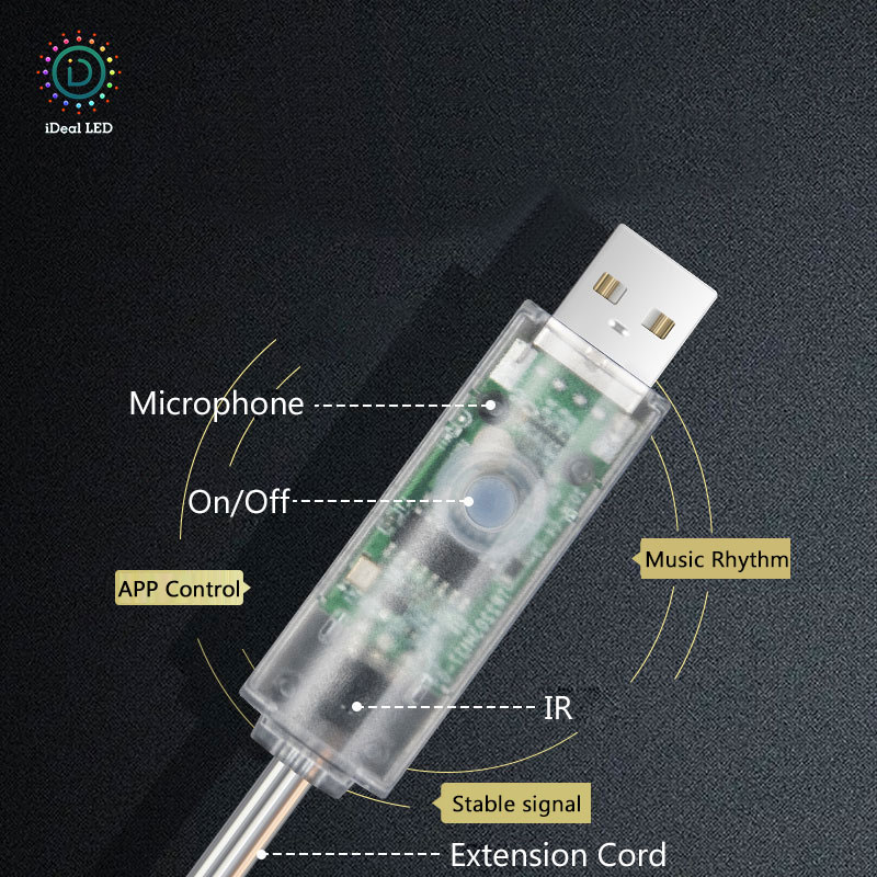Mini-IR-Bluetooth-USB-Controller für farbige LED-Lichterketten, Lichterketten Mini-IR-Bluetooth-USB-Controller für farbige LED-Lichterketten, Lichterketten