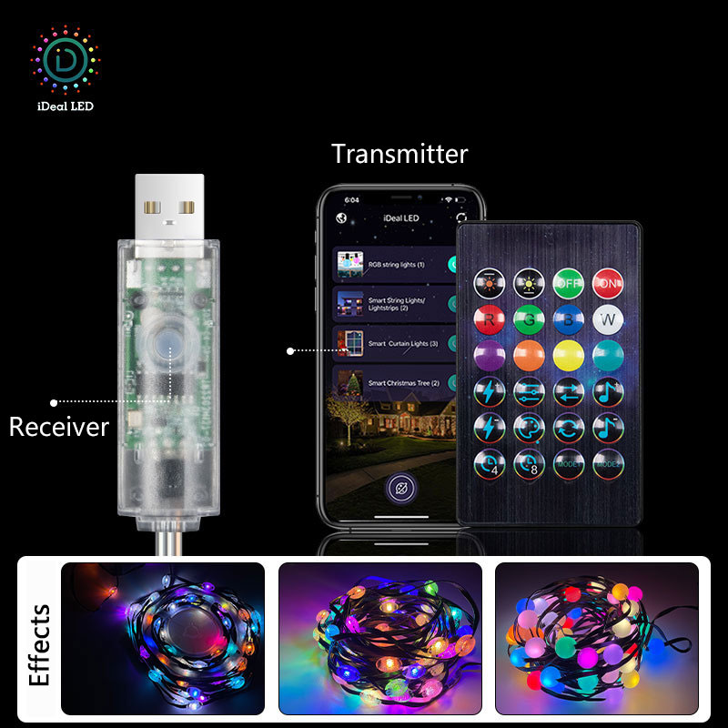 Mini-IR-Bluetooth-USB-Controller für farbige LED-Lichterketten, Lichterketten Mini-IR-Bluetooth-USB-Controller für farbige LED-Lichterketten, Lichterketten
