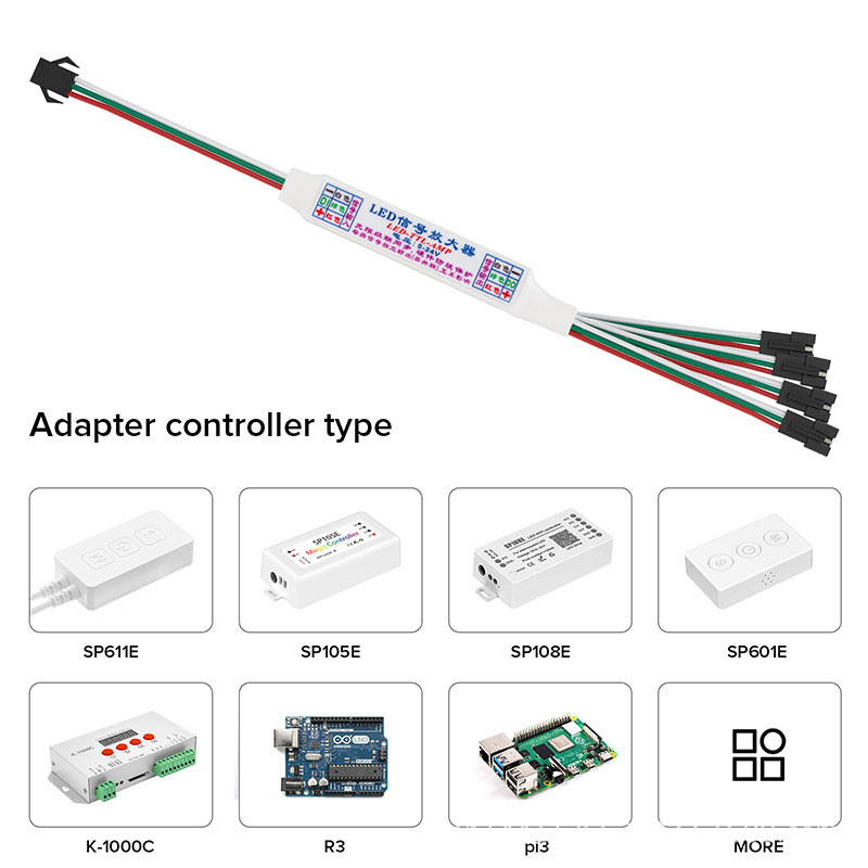 Mini Signal Sync 4kanálový zesilovač pro 3pinový adresovatelný LED pásek Mini Signal Sync 4kanálový zesilovač pro 3pinový adresovatelný LED pásek