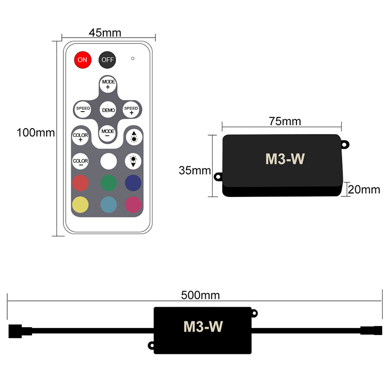 Venkovní vodotěsný RGB LED ovladač IP67 s RF dálkovým ovládáním Venkovní vodotěsný RGB LED ovladač IP67 s RF dálkovým ovládáním